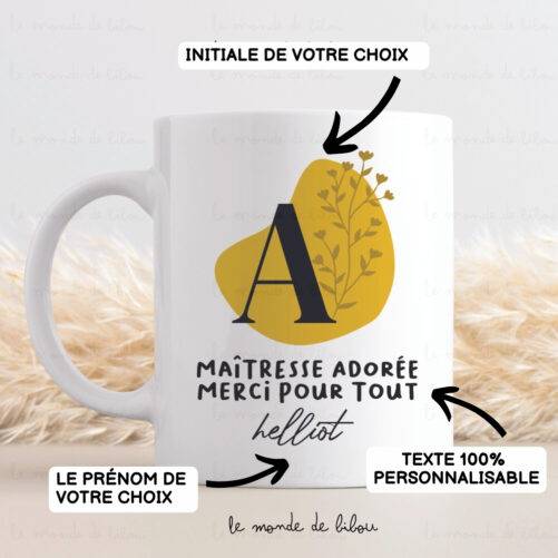 Mug personnalisé initiale bohème