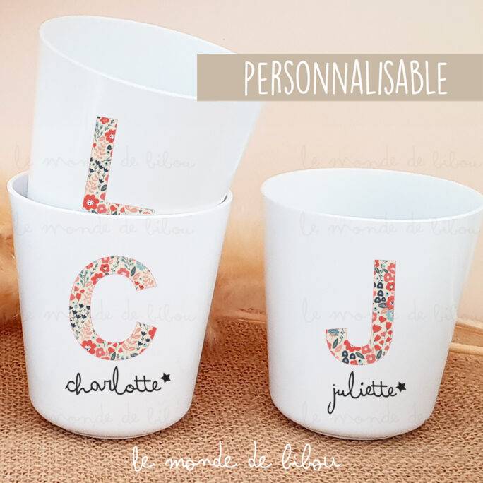 Gobelet enfant initiale liberty personnalisé