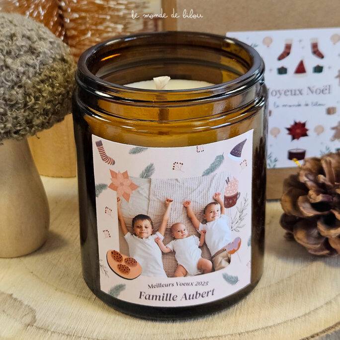 Bougie Apothicaire de Noël personnalisable avec photo
