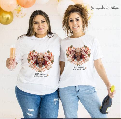 T-shirt EVJF Personnalisé Cœur Photo