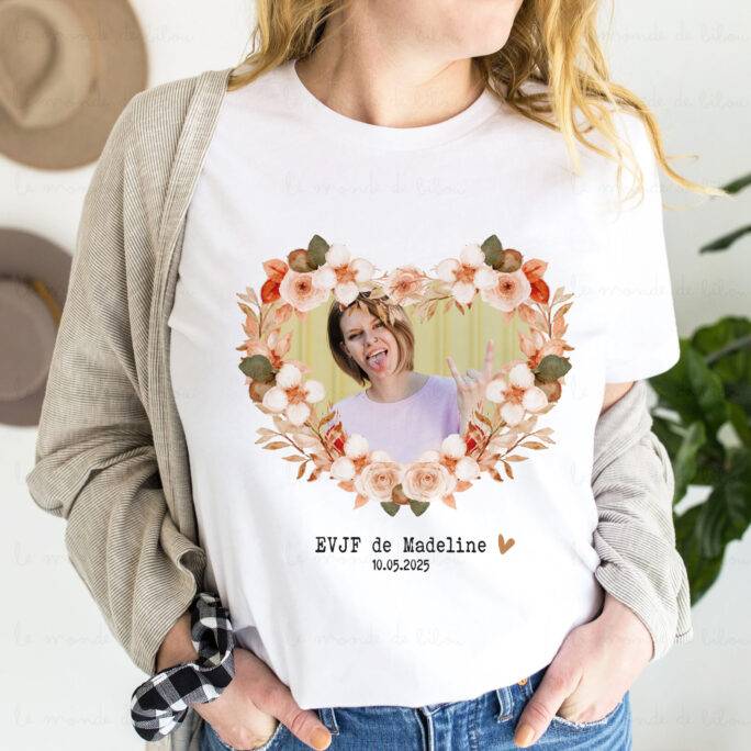 T-shirt EVJF Personnalisé Cœur Photo
