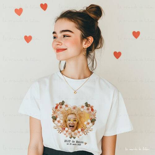 T-shirt EVJF Personnalisé Cœur Photo