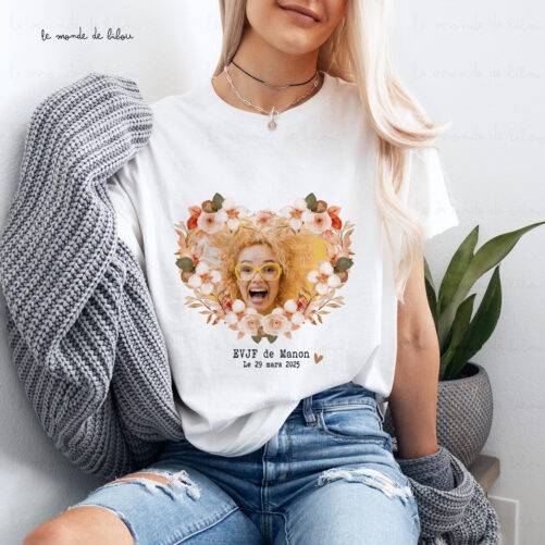 T-shirt EVJF Personnalisé Cœur Photo