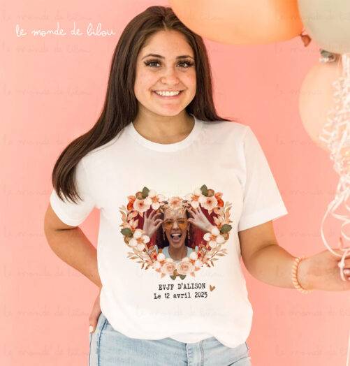 T-shirt EVJF Personnalisé Cœur Photo