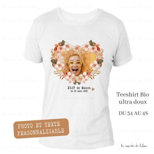 T-shirt EVJF Personnalisé Cœur Photo