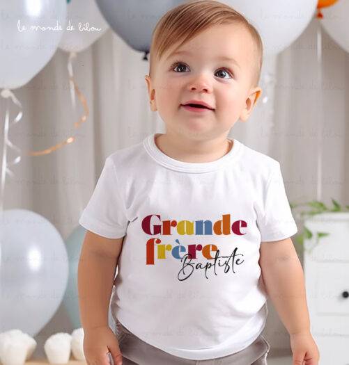 T-Shirt Grande Sœur ou Grand Frère personnalisé