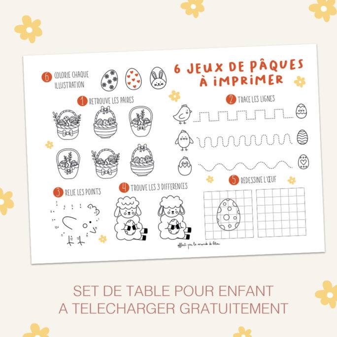 Set de table de Pâques à imprimer – 6 jeux pour enfants